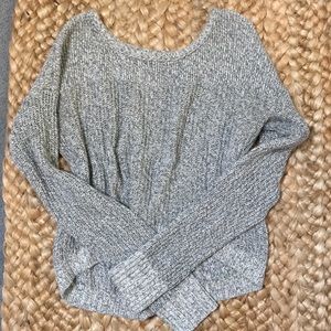 American Eagle Slouchy Gray Cropped Sweater
